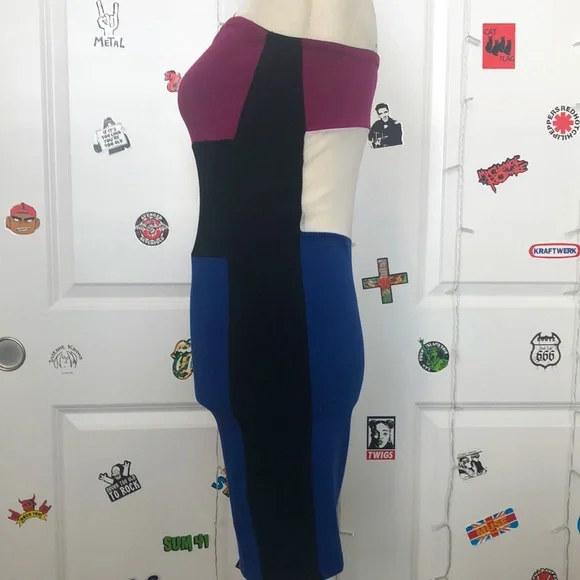Motel Rocks color block strapless fitted mini party dress. NWOT!  Sz S - Picture 7 of 8